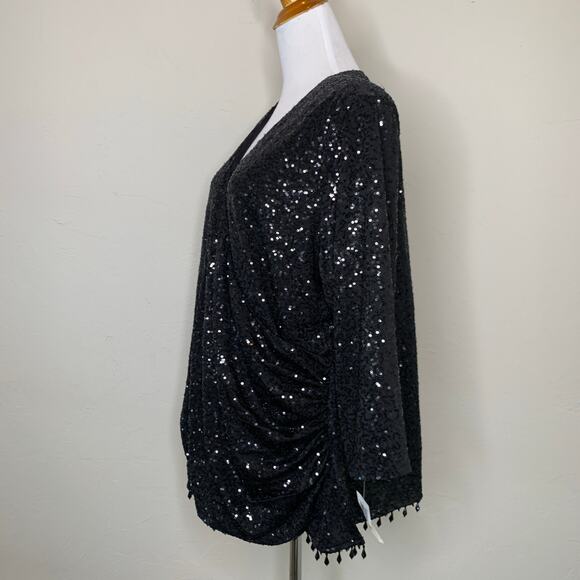 NWT MSK Women Sequin Bead Fringe Top Formal Cocktail Holiday Sz 3X - Picture 3 of 8